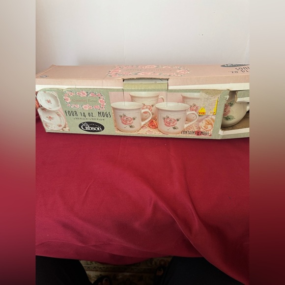 RARE Gibson Country Rose Large Mug 14 Ounces Set of 4 Dishwasher+Microwave Safe - Picture 1 of 9